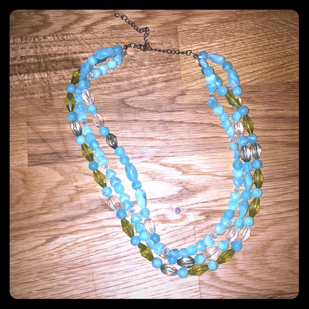 Layered green and turquoise necklace.
